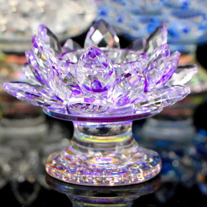 Portacandele in cristallo a forma di fiore di loto, decorazione per la casa e l'ufficio