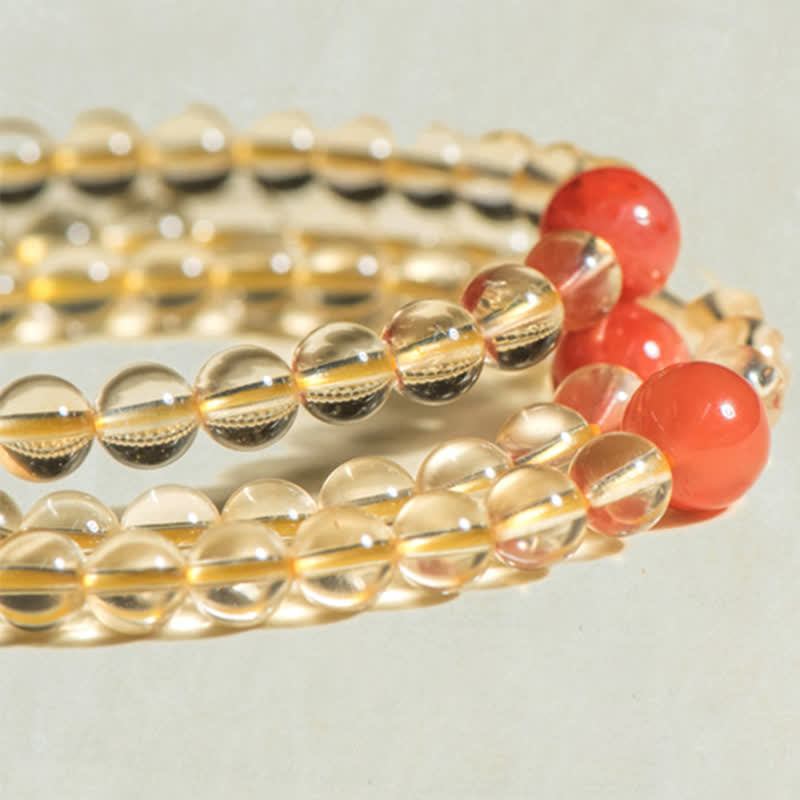 Buddha Stones 108 Mala Beads 925 Sterling Silver Natural Citrine Red Agate White Jade Braccialetto con ciondolo della prosperità