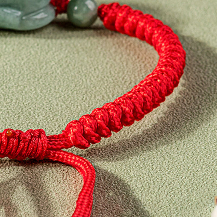 Braccialetto di corda intrecciata con Buddha Stones King Kong in giada naturale PiXiu fatto a mano