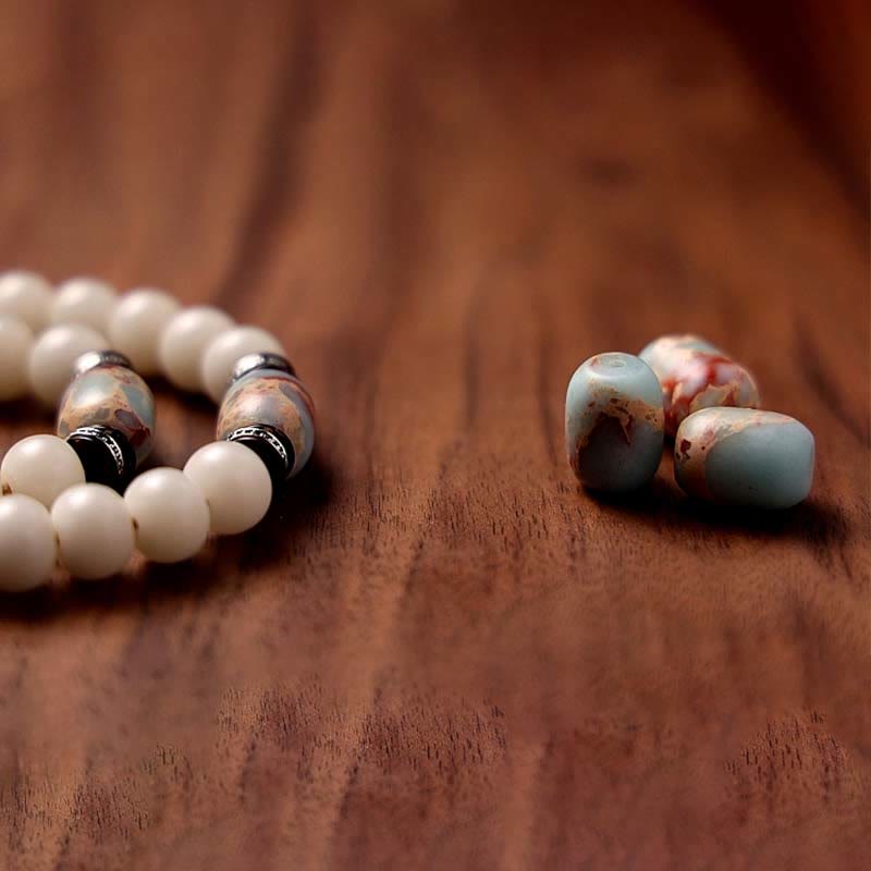 Buddha Stones Tibet 108 perle Mala Bodhi Seme Bagua Vajra Dzi Perline Bracciale Ricchezza Agata Grigia
