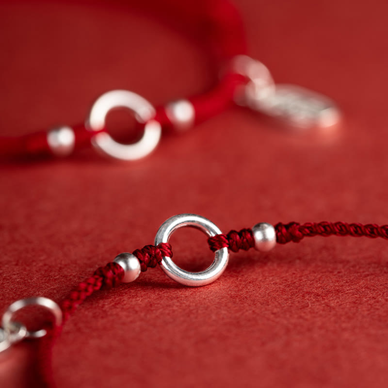 Braccialetto in corda rossa con fibbia in argento sterling 925 Buddha Stones Lucky Fortune Peace Joy Lotus Peace - image 23