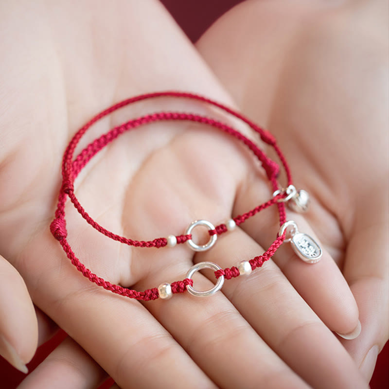 Braccialetto in corda rossa con fibbia in argento sterling 925 Buddha Stones Lucky Fortune Peace Joy Lotus Peace - image 19