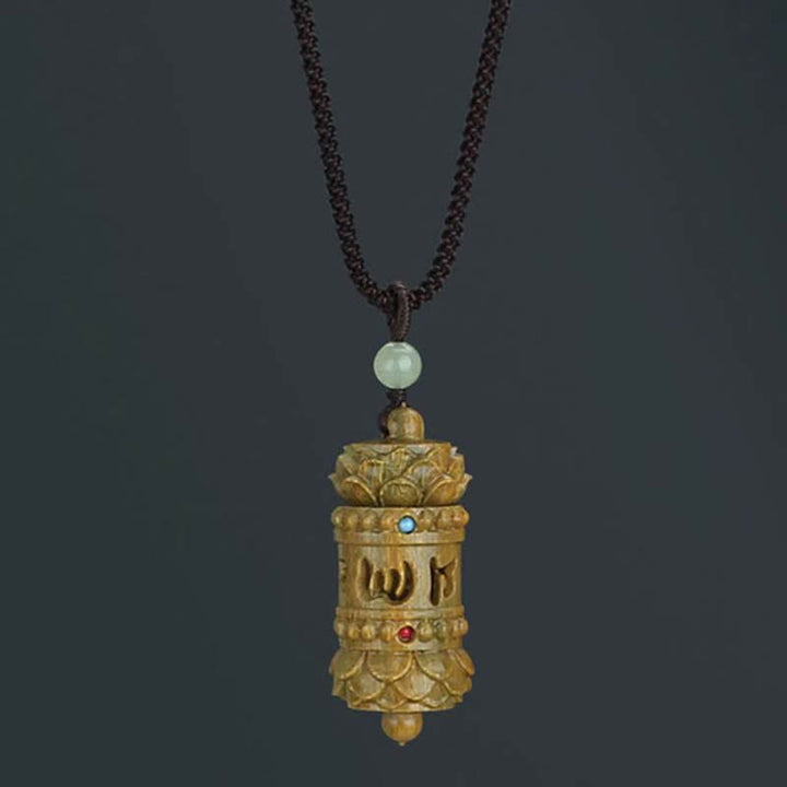 Buddha Stones Tibet Sandalo verde Palissandro Om Mani Padme Hum Loto Collana pendente rilassante positivo - image 7