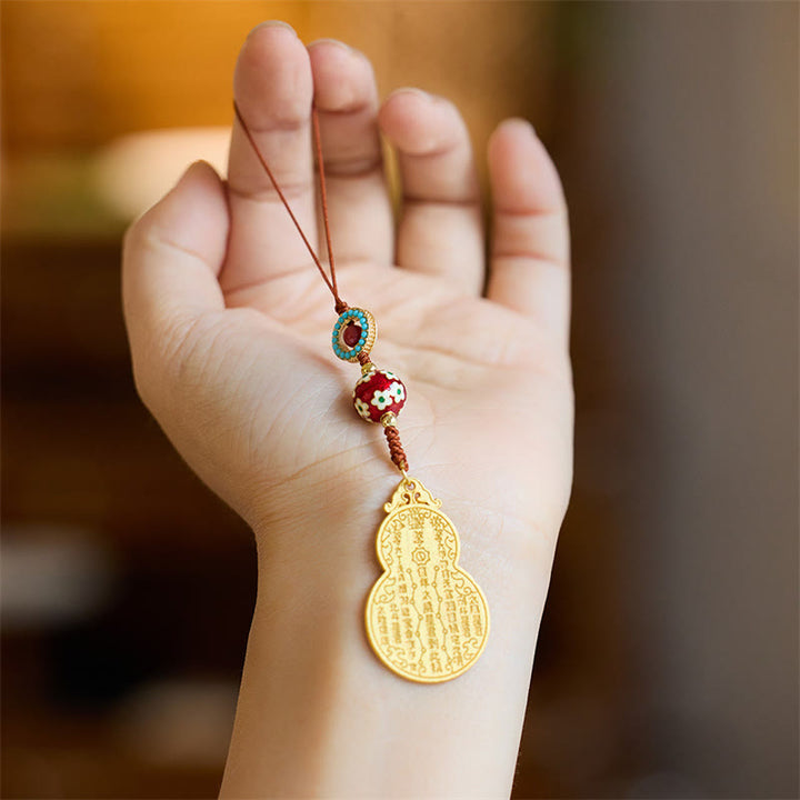 Buddha Stones Wu Lou Zucca Fu Carattere Tai Sui Amuleto Fortuna Telefono Appeso Decorazione Portachiavi
