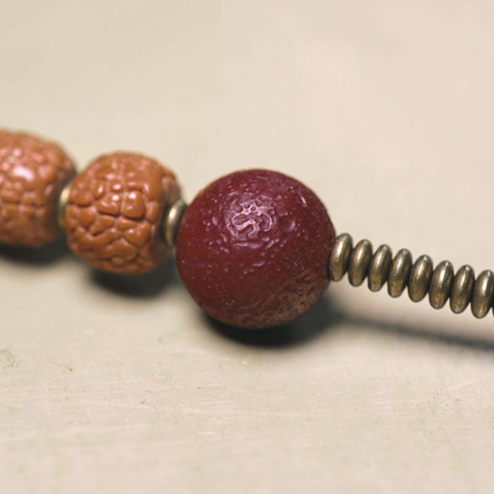 Buddha Stones 108 Mala Rudraksha Beads Bodhi Seed Dzi Bead Luck Auspiciousness Nappa Bracciale