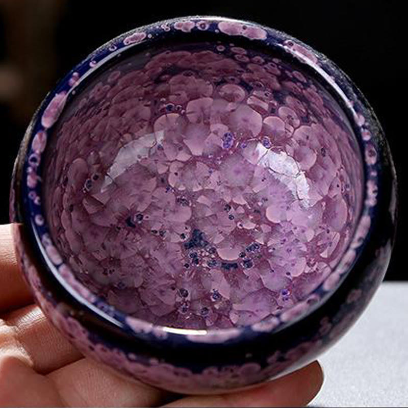 Buddha Stones Fiori di Iris Colorati Forno Cinese Jianzhan Cambiamento Tazza da Tè in Porcellana Tazza da Tè Tenmoku Kung Fu