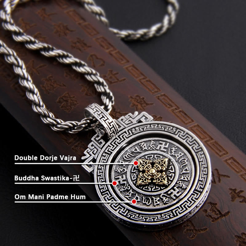 Buddha Stones Tibetano Om Mani Padme Hum Doppio Dorje Vajra Rotante Purezza Collana Pendente Pace - image 10