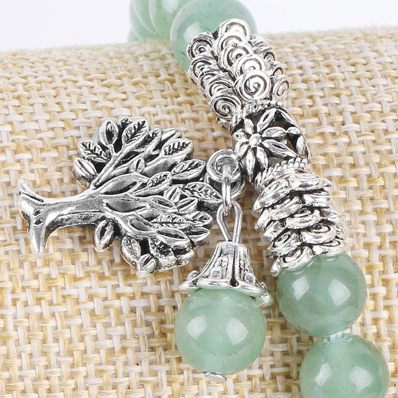 Braccialetto elastico portafortuna con albero della vita in pietra preziosa naturale Buddha Stones