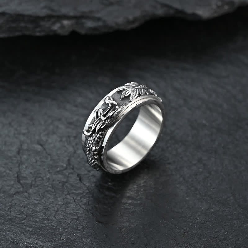 Anello girevole di stimolazione in acciaio al titanio con Buddha Stones drago - image 16