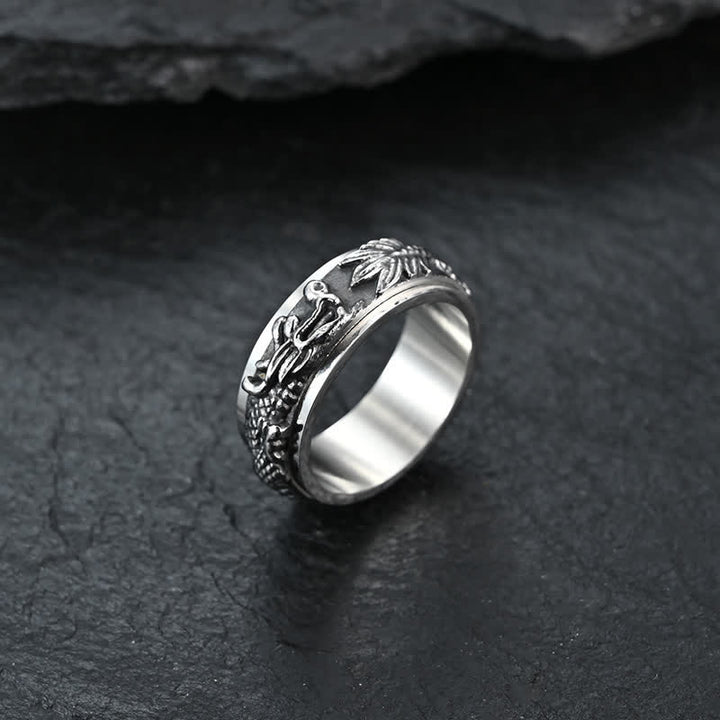 Anello girevole di stimolazione in acciaio al titanio con Buddha Stones drago - image 16
