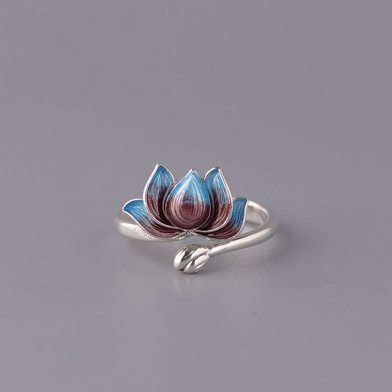 Anello regolabile Buddha Stones 925 Sterling Silver Lotus Flower New Beginning - LOTO (Illuminazione ♥ Nuovo inizio) - image 0