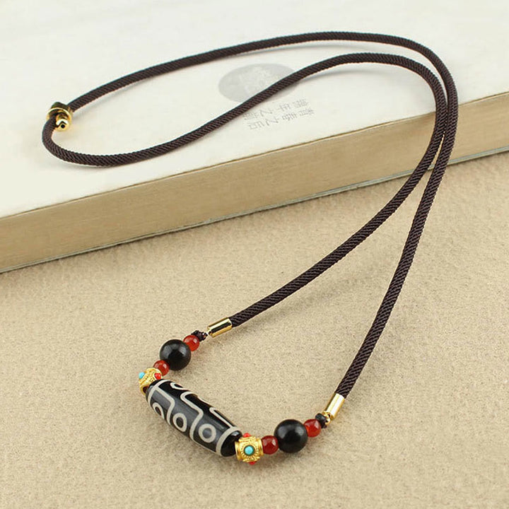 Buddha Stones Tibetano Nove Occhi Dzi Bead Protezione Benedizioni Collana Pendente - image 4