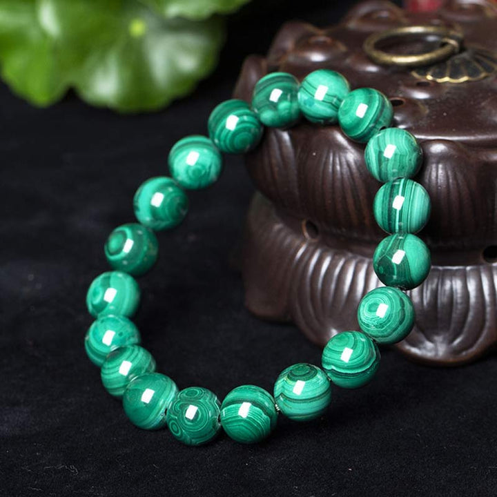 Braccialetto di protezione e calma in malachite naturale Buddha Stones