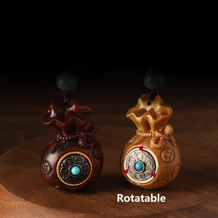 Buddha Stones Piccola foglia Sandalo rosso Sandalo verde Borsa per soldi Om Mani Padme Hum Portachiavi di protezione girevole Decorazione da appendere al telefono - image 17