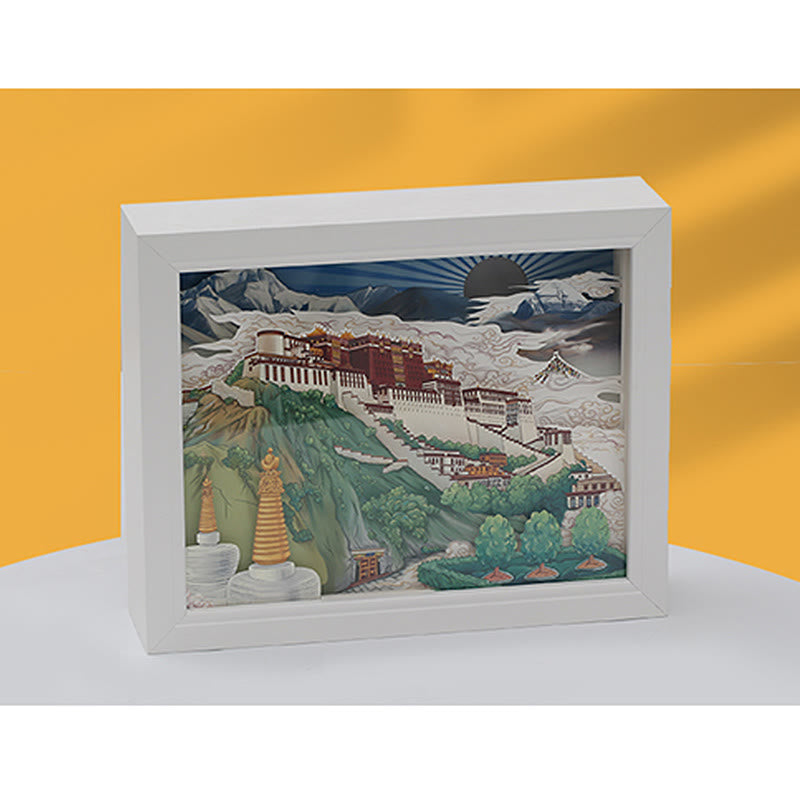 Lampada da tavolo a LED creativa con luci notturne in carta intagliata a LED del palazzo del Potala del Tibet - image 12