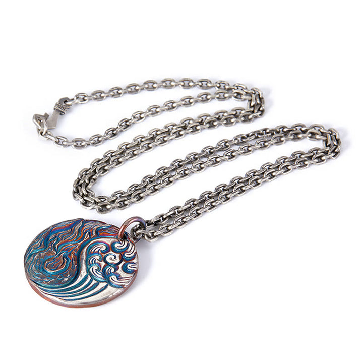 Collana con ciondolo in argento sterling 990 con Buddha Stones, equilibrio tra acqua e fuoco, Yin Yang - image 12