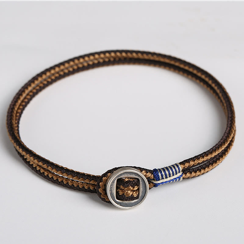 Braccialetto con cordino intrecciato di protezione con bottone fatto a mano in argento sterling 925 Buddha Stones - image 9