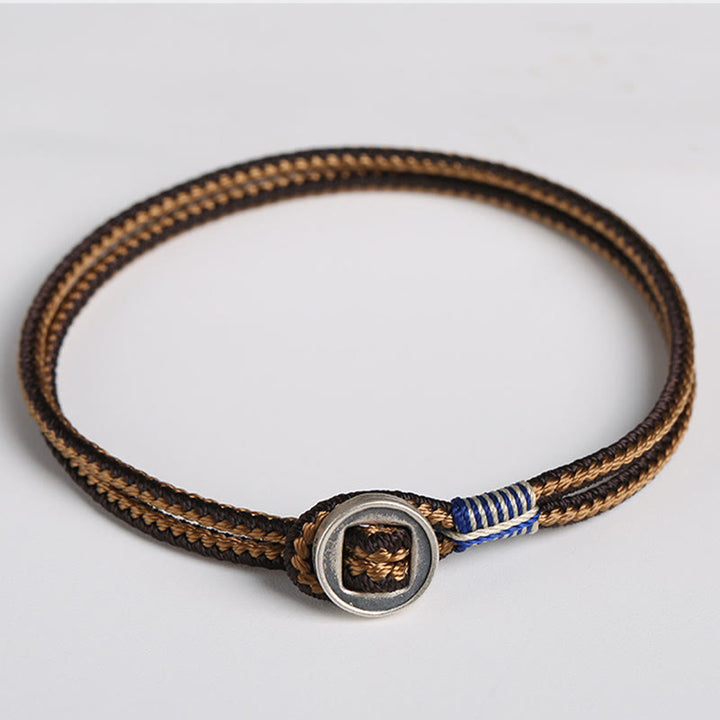 Braccialetto con cordino intrecciato di protezione con bottone fatto a mano in argento sterling 925 Buddha Stones - image 9