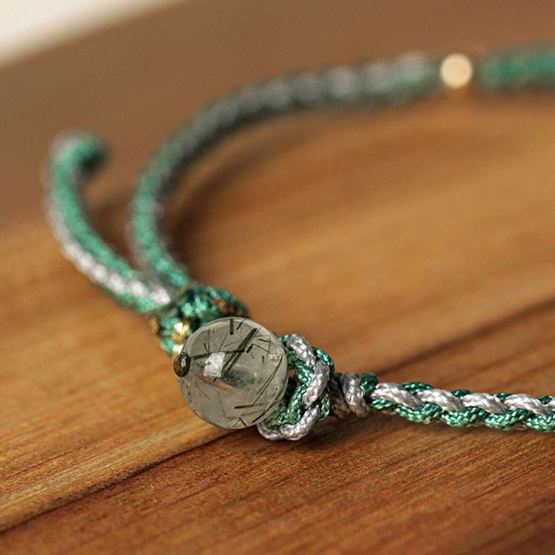 Bracciale intrecciato con perline di zucca, giada bianca, fibbia della pace, benedizione della fortuna, Buddha Stones