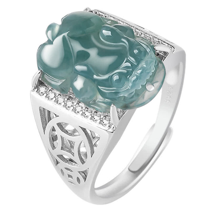 Anello di fortuna in argento sterling 925 Buddha Stones, Fengshui, ricchezza, prosperità, giada PiXiu - image 10
