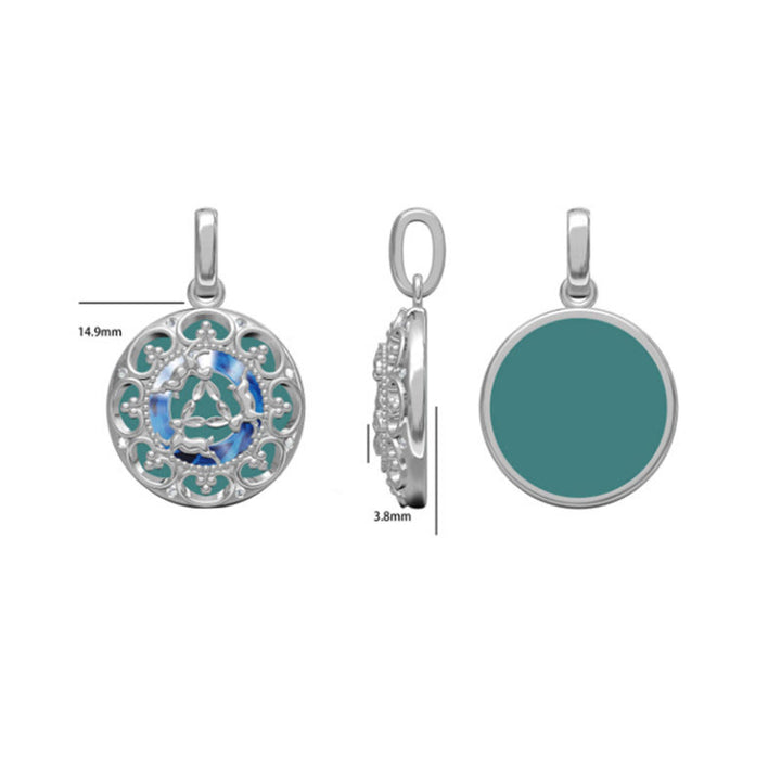 Collana pendente in argento sterling 925 con tre conigli in equilibrio, turchese rotondo , Buddha Stones - image 9