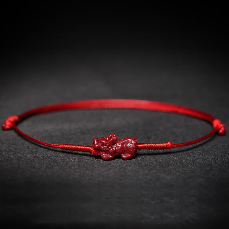Braccialetto intrecciato con benedizione di Buddha Stones , fatto a mano, con fiore di prugna, quadrifoglio, PiXiu, loto, pesce koi, cinabro