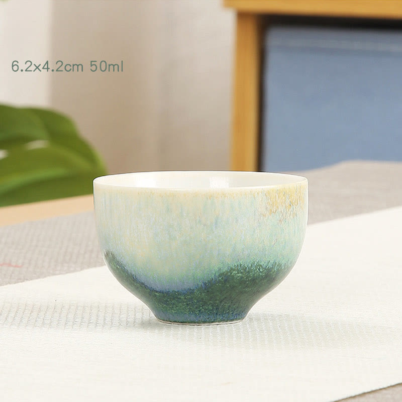 Buddha Stones Tazza da tè in ceramica verde creativa Tazze da tè Kung Fu