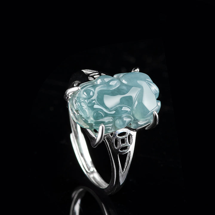 Anello di fortuna in argento sterling 925 Buddha Stones, Fengshui, ricchezza, prosperità, giada PiXiu - image 12
