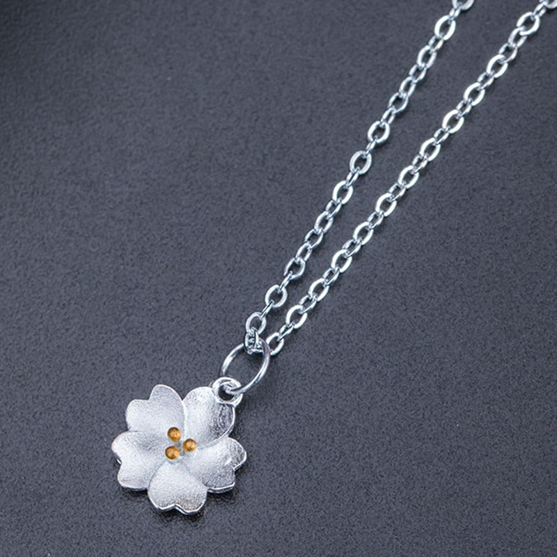 Collana con ciondolo a forma di fiore di ciliegio in argento sterling 925 con Buddha Stones e benedizione - image 7