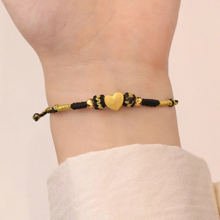 Bracciale intrecciato con nodo King Kong, fatto a mano, con cuore d'amore, Buddha Stones Tibet