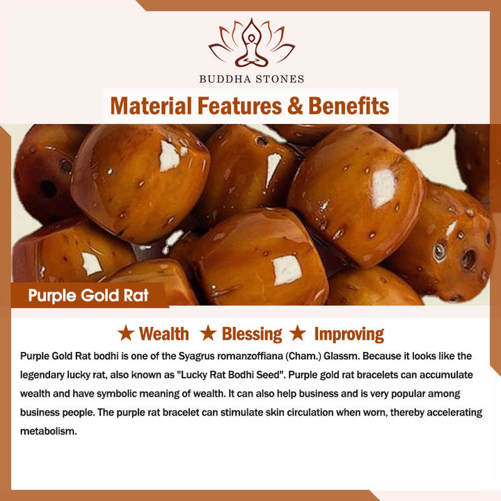 Braccialetto doppio giro Buddha Stones Tibetano Naturale Viola Oro Ratto Bodhi Seed Ricchezza