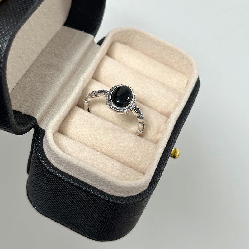 Anello della fortuna in onice nero in argento sterling 925 Buddha Stones - image 9