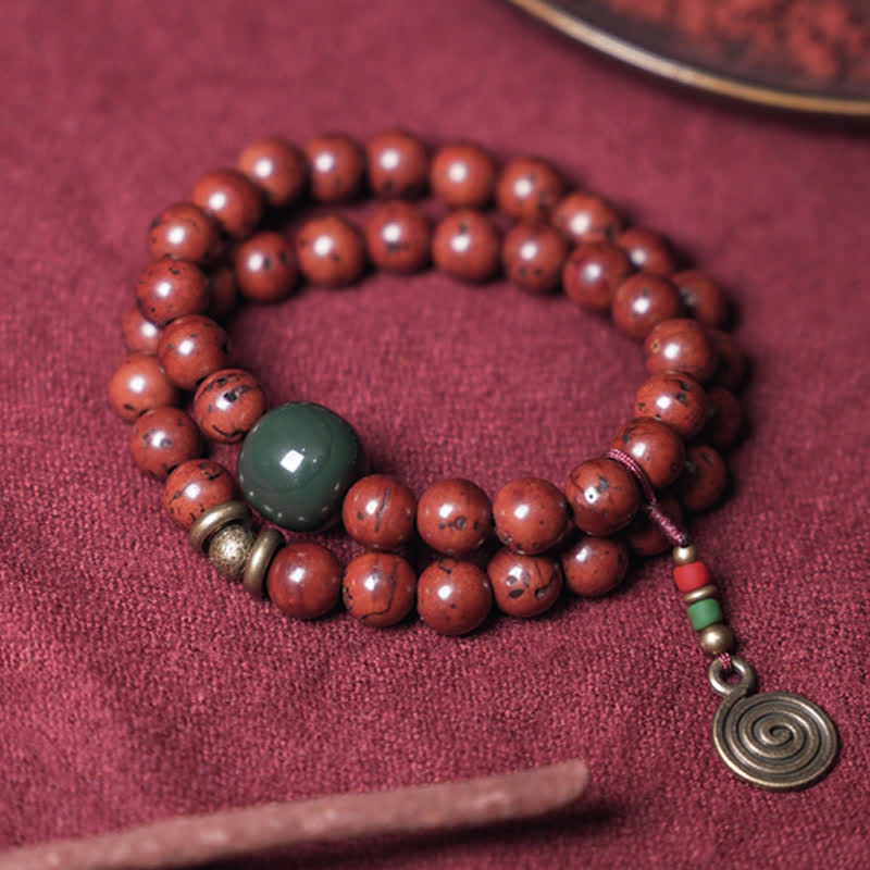 Braccialetto Bodhi Seed Cyan Jade Copper Peace Luck
