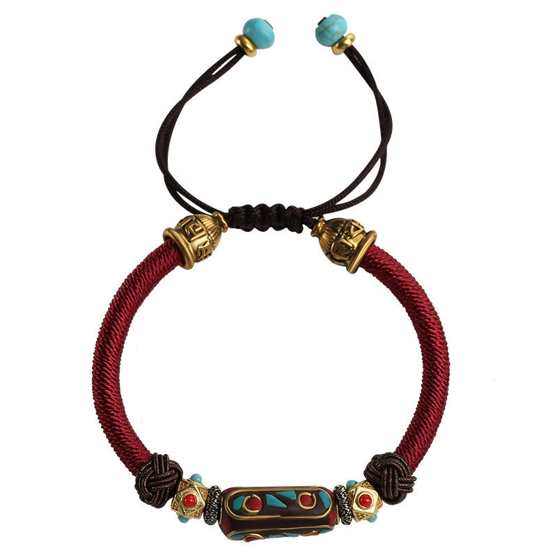 Bracciale intrecciato con forza Om Mani Padme Hum in turchese tibetano fatto a mano Buddha Stones