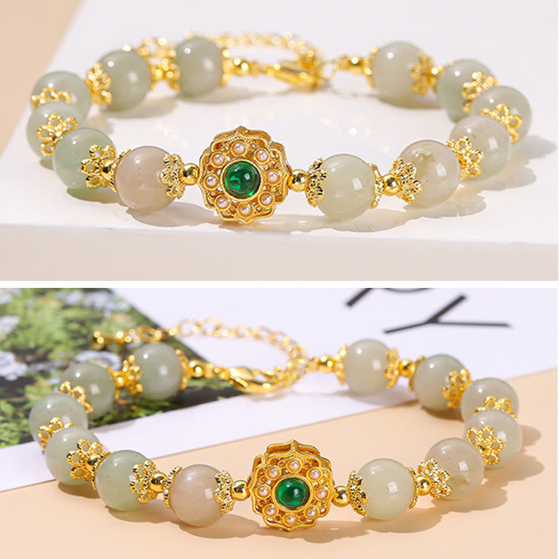 Braccialetto a catena con perline di giada naturale Buddha Stones Prosperity