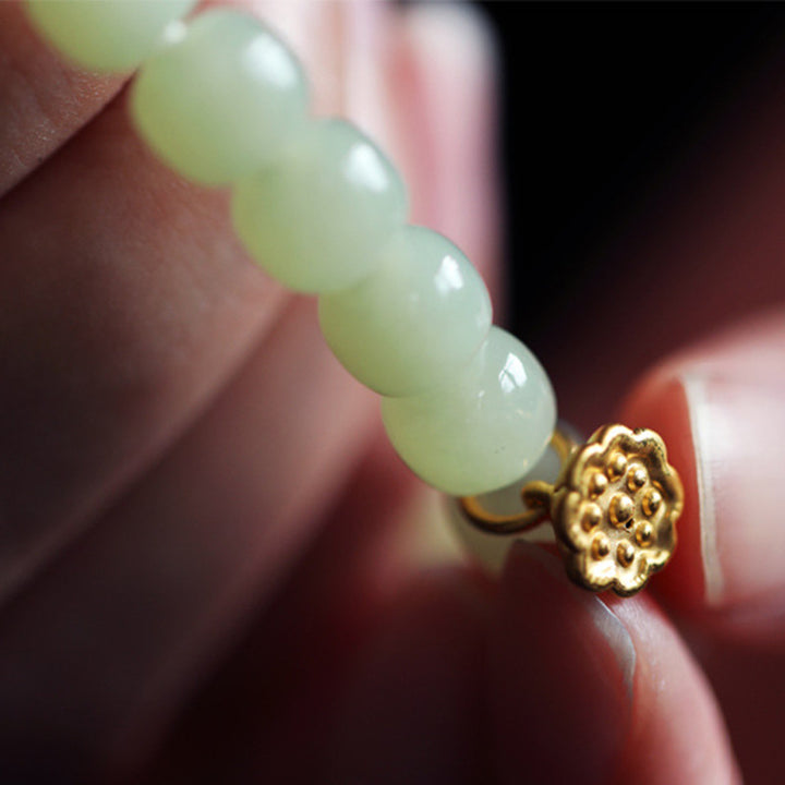 Buddha Stones Bracciale regolabile Jade Lotus Abundance - image 12