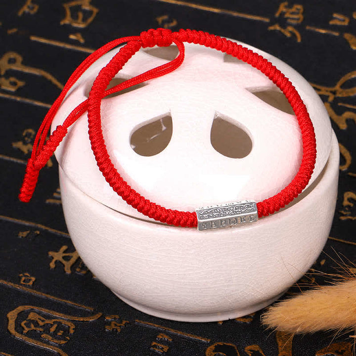 Braccialetto con corda rossa Buddha Stones Om Mani Padme Hum Luck Protection