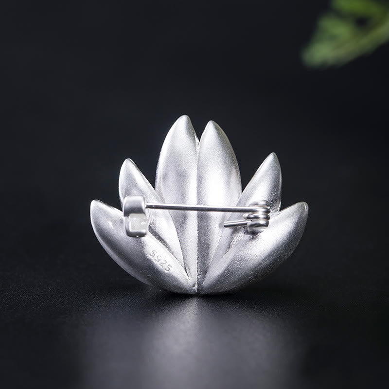 Spilla Buddha Stones 925 Sterling Silver Lotus Flower Pearl New Beginning - image 3