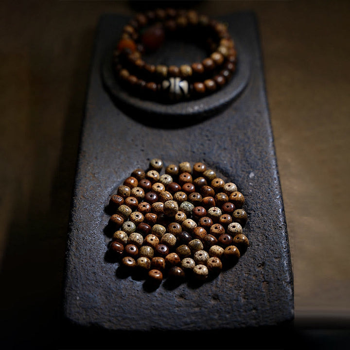 Buddha Stones Semi di Bodhi Tibetano Ambra Perline Dzi Agata Zakiram Dea della Ricchezza Perline Bracciale Triplo Avvolgimento