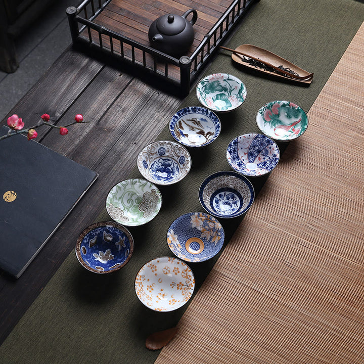 Buddha Stones Fiori Fu Carattere Montagne Loto Fiori di ciliegio Tazza da tè in ceramica Tazza da tè Kung Fu
