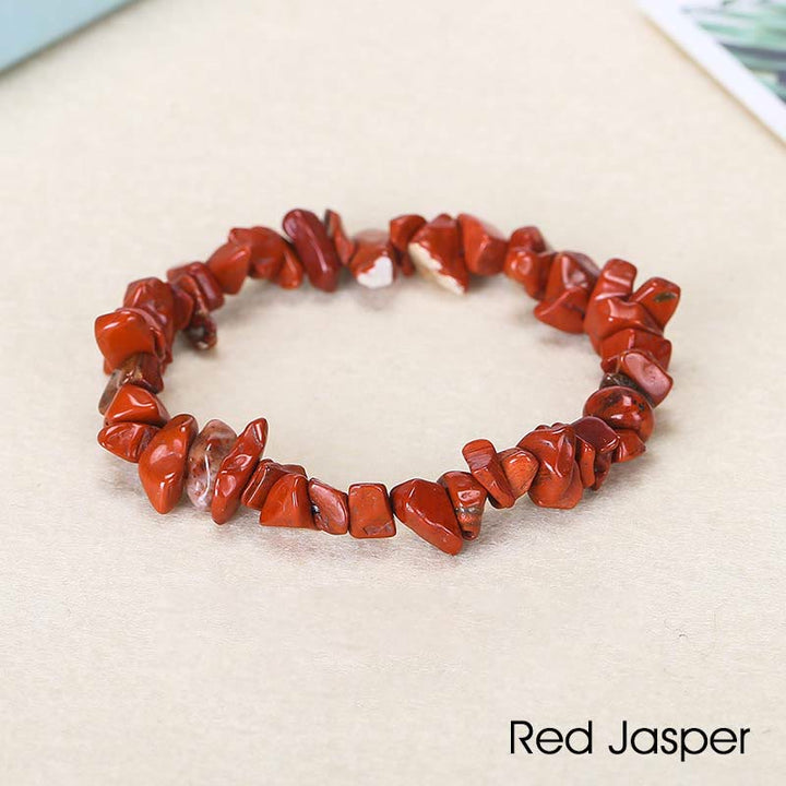Braccialetto lenitivo con pietra di cristallo naturale di forma irregolare - Diaspro rosso (Circonferenza del polso: 15-16 cm) - image 63