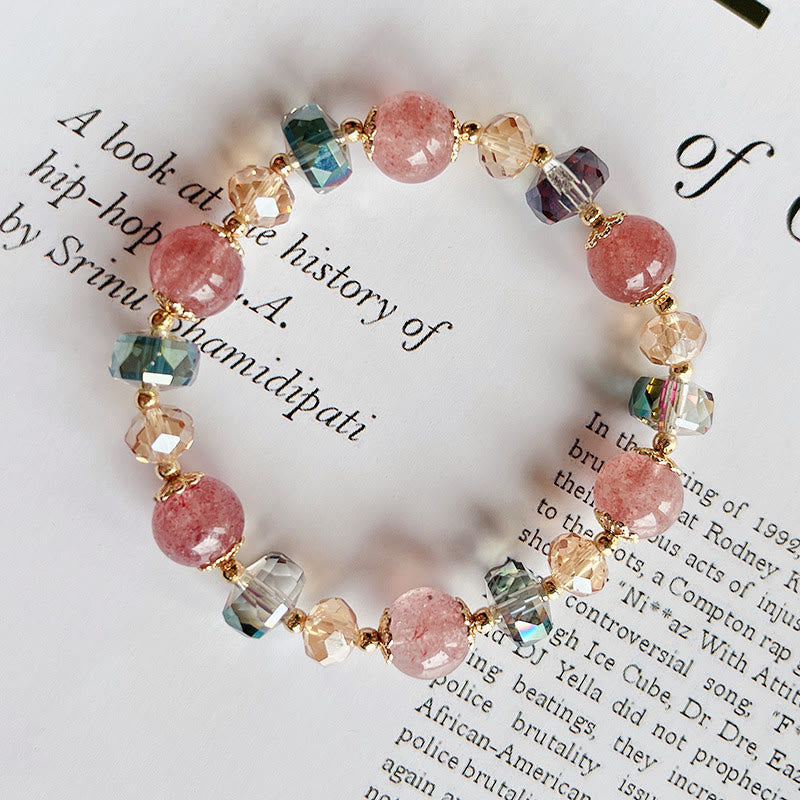 Braccialetto positivo in cristallo colorato di quarzo fragola naturale Buddha Stones