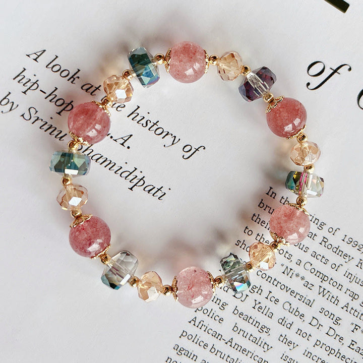 Braccialetto positivo in cristallo colorato di quarzo fragola naturale Buddha Stones
