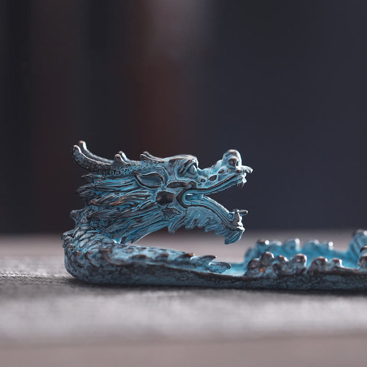 Buddha Stones, bruciatore di incenso in lega con forza del drago di buon auspicio, decorazione