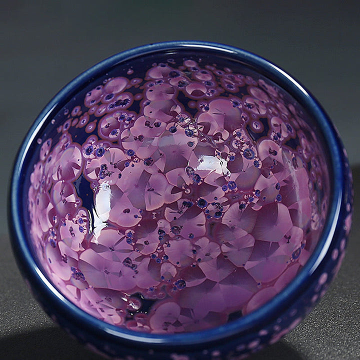 Buddha Stones Fiori di Iris Colorati Forno Cinese Jianzhan Cambiamento Tazza da Tè in Porcellana Tazza da Tè Tenmoku Kung Fu