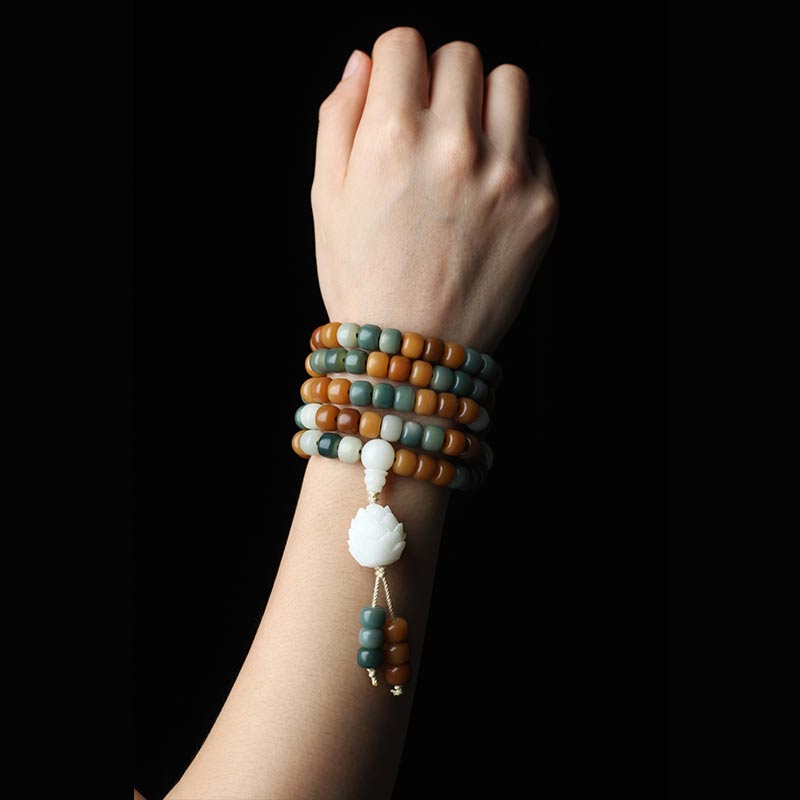 Collana con bracciale in pietra Bodhi Lotus Mala Harmony Buddha Stones