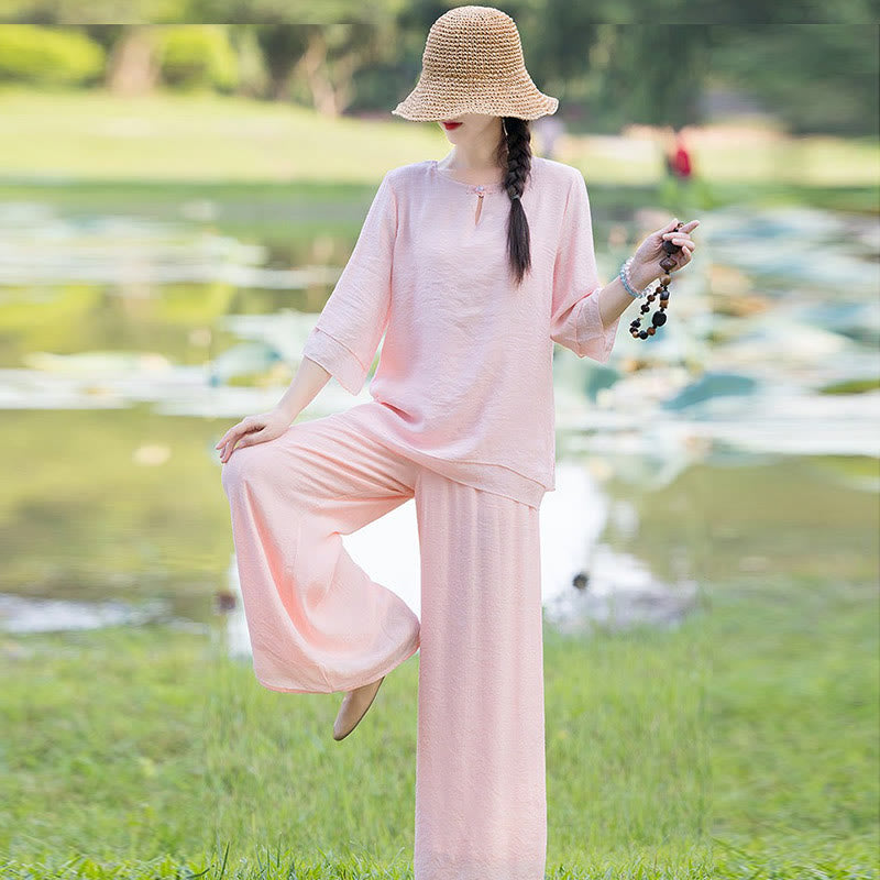 Completo da donna per Tai Chi, meditazione, preghiera, pratica spirituale zen mattutina. - image 17