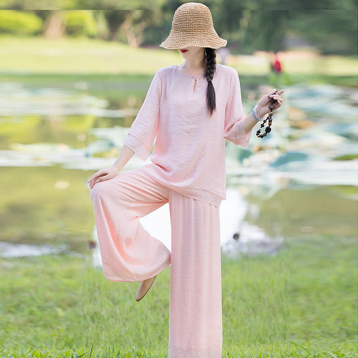 Completo da donna per Tai Chi, meditazione, preghiera, pratica spirituale zen mattutina. - image 17
