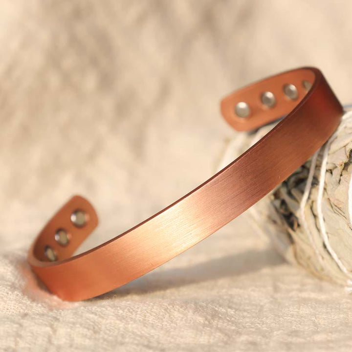 Bracciale rigido regolabile in rame magnetico con motivo vintage Buddha Stones