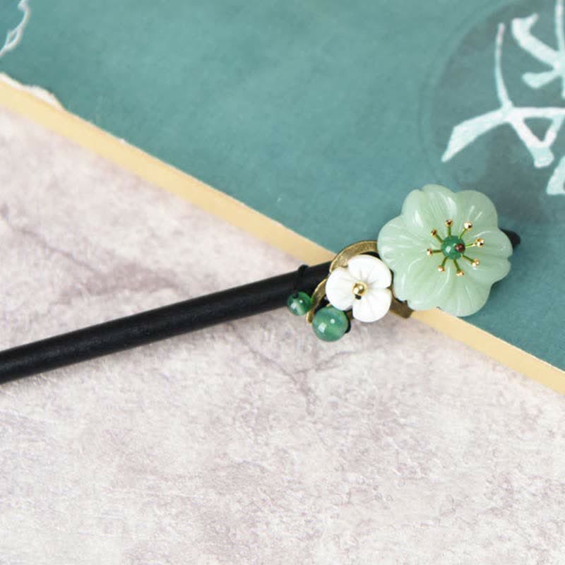 Decorazione per forcina con fiore di agata verde e Buddha Stones, positività